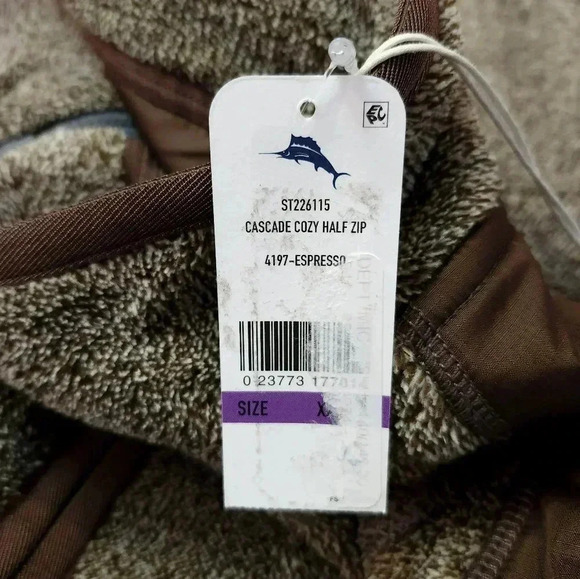 Tommy Bahama Mens Fleece 1/4 Zip Size XXL Cascade Cozy Espresso NEW - Picture 9 of 9